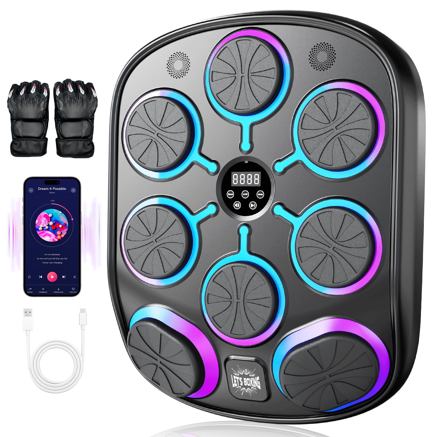 New Smart Music Boxing Machine with Premium Boxing Gloves